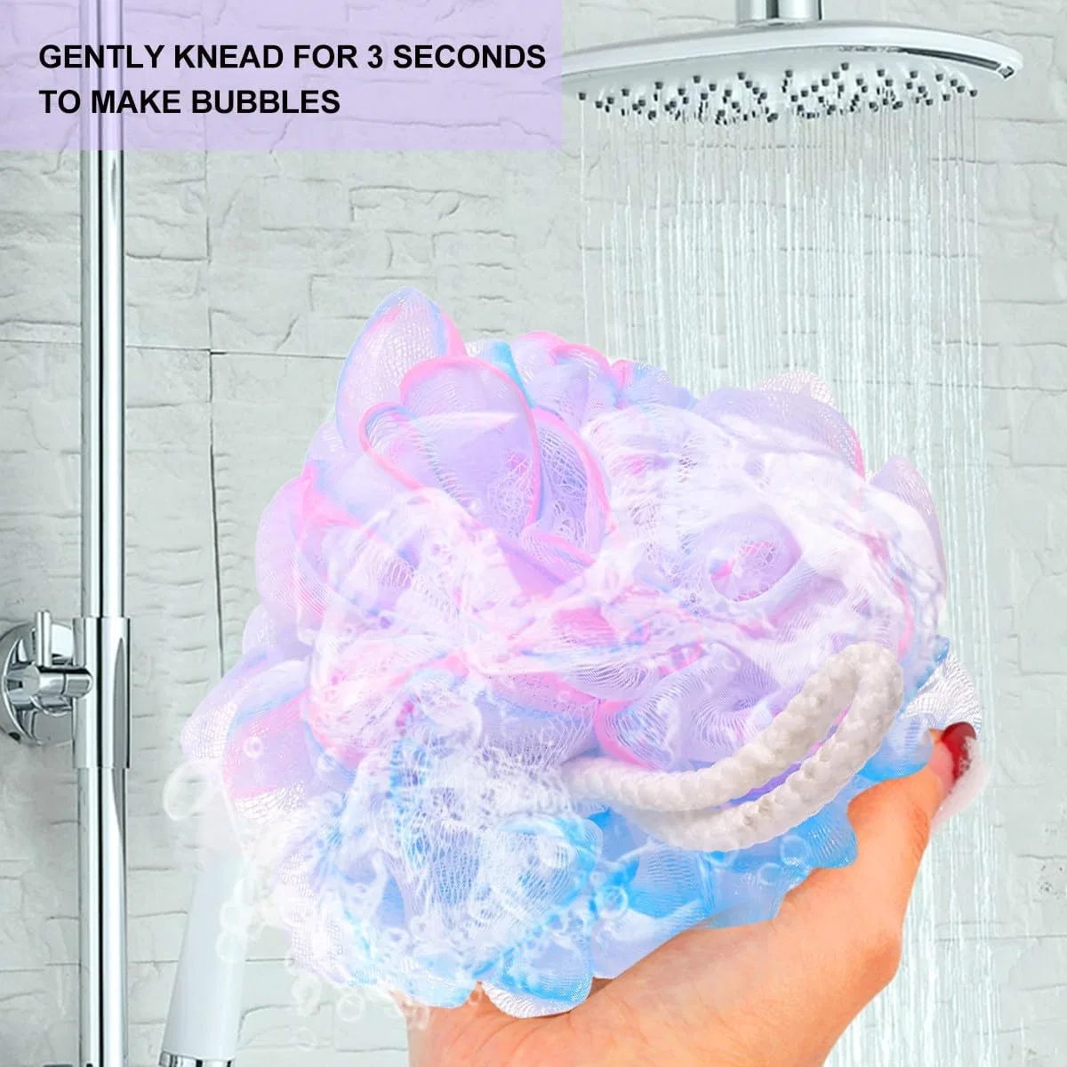 Мочалки для душа 5 шт, PE, 13x13x13 см, мультиколор Diyeah — фото 3