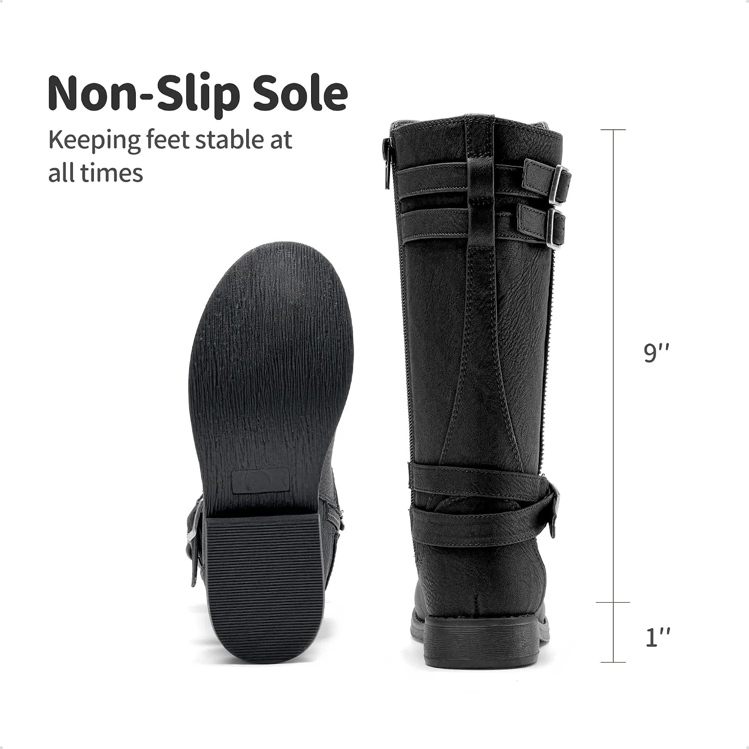 Детские сапоги для девочек с высоким голенищем DREAM PAIRS, Black-Nubuck — фото 4