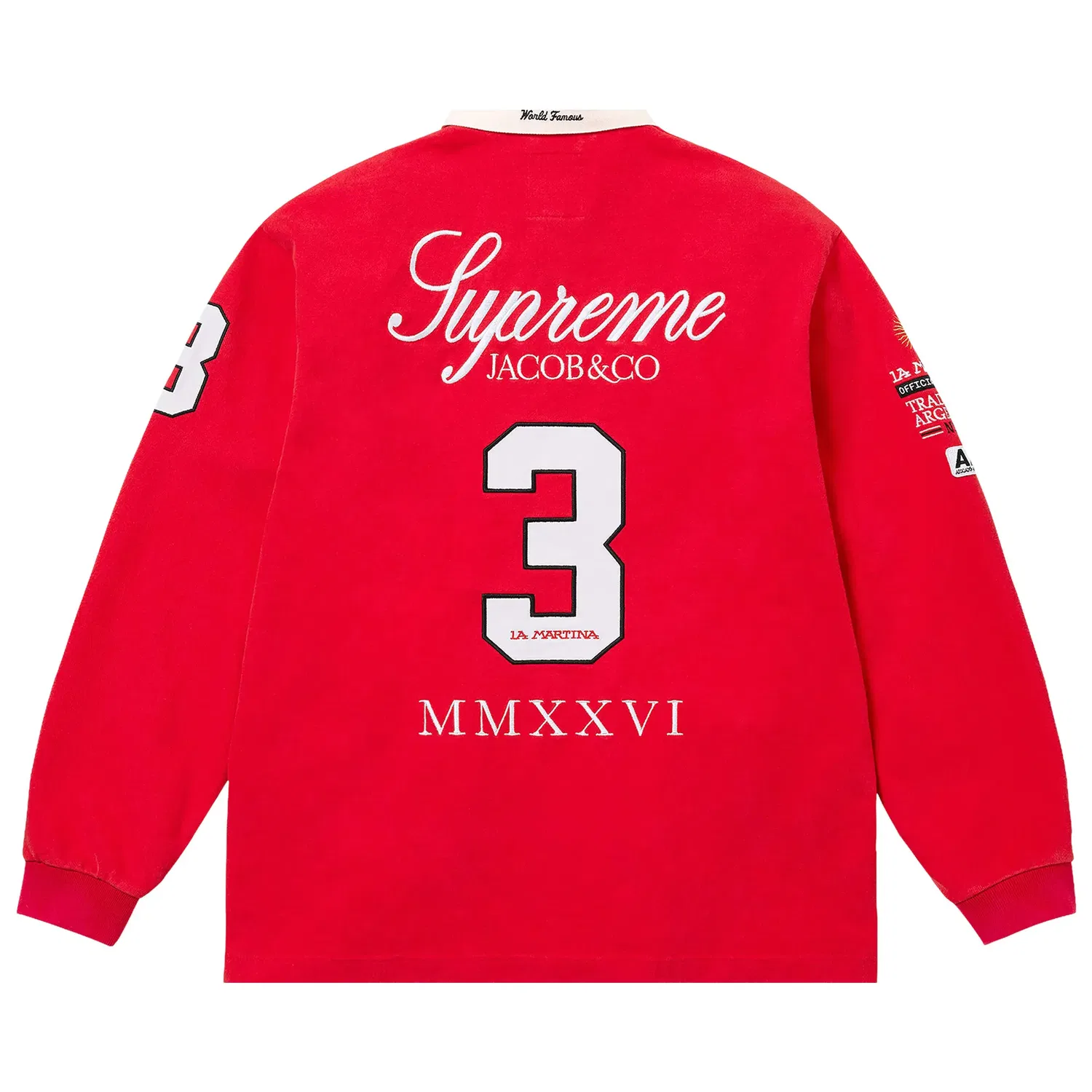 Футболка Supreme x La Martina x Jacob & Co Rugby, красный — фото 2