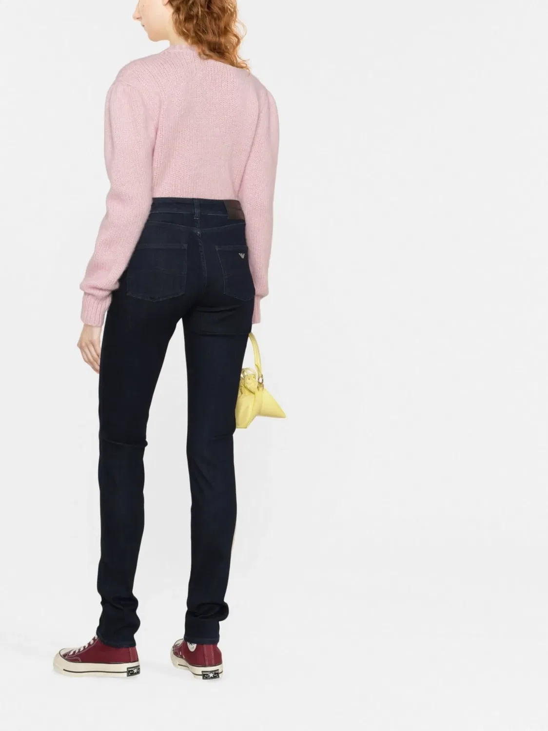 Брюки с высокой талией из стрейч-хлопка Emporio Armani, синий — фото 2