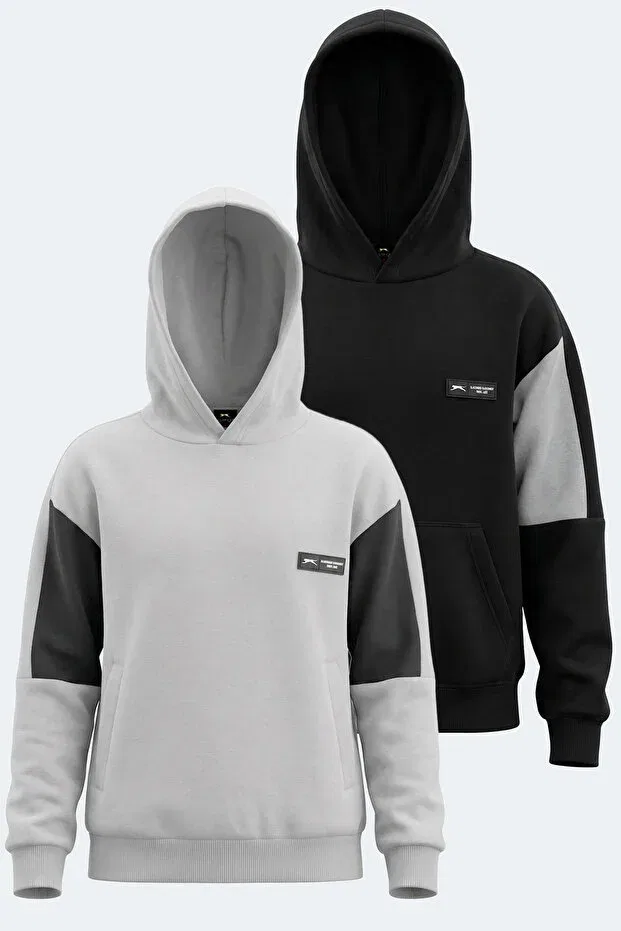 Детский комплект свитшотов для мальчиков цветной блок Slazenger, Black/Gray - Gray/Black