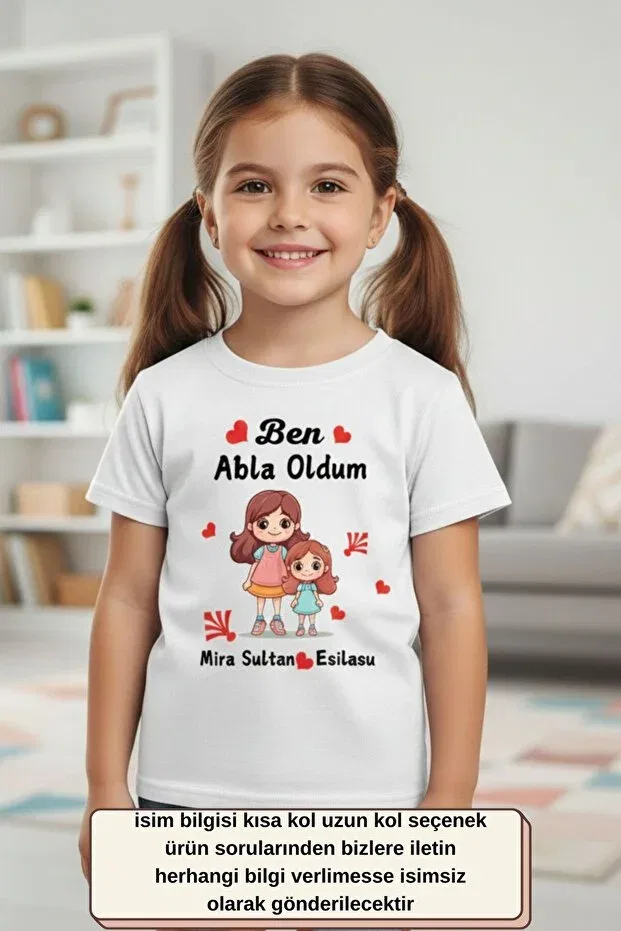 Детская футболка для девочек с принтом Big Sister T-Shirt And Baby Onesie Asilcomkids, White — фото 2