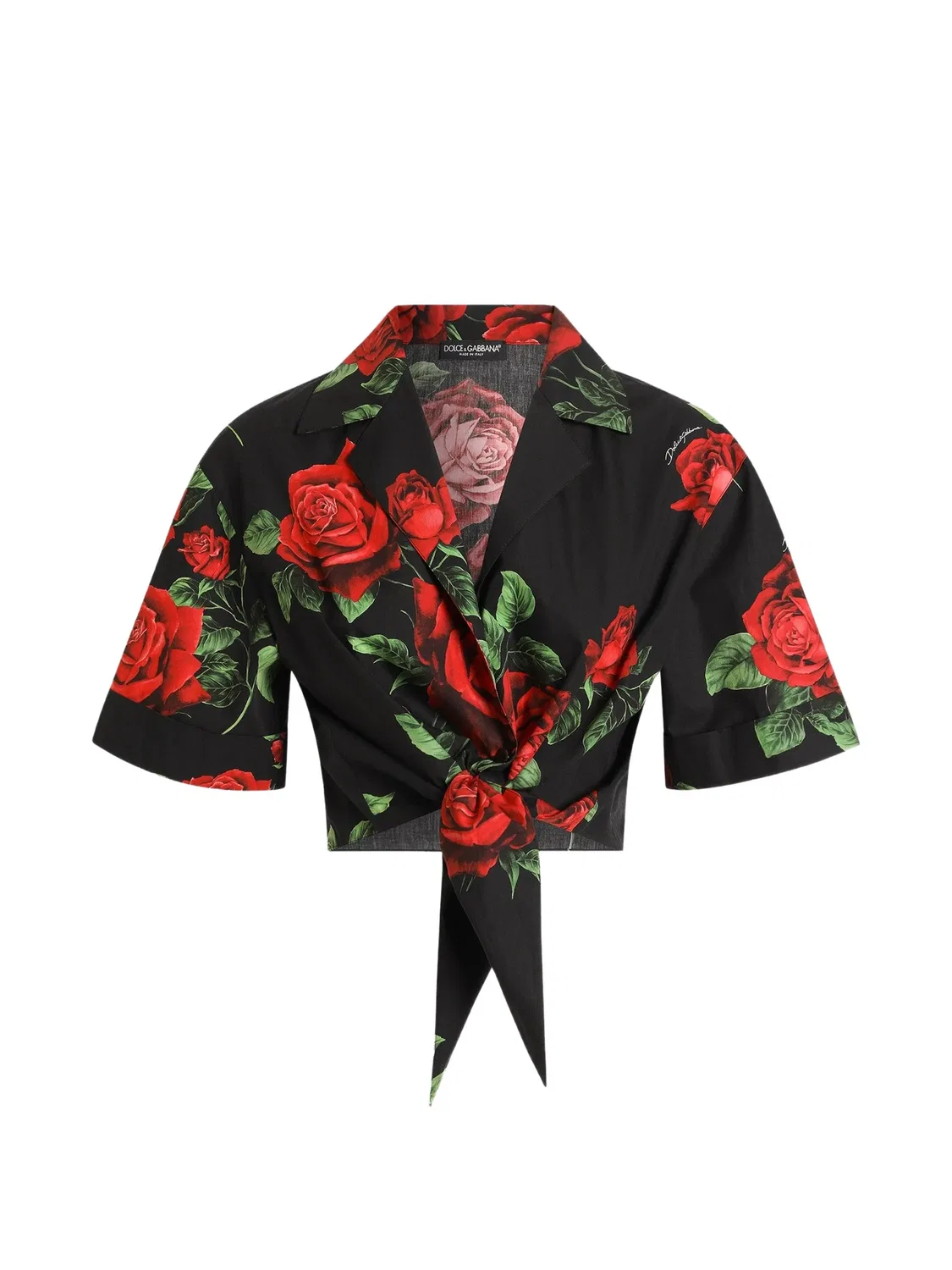 Поплиновая рубашка с цветочным принтом Dolce & Gabbana, черный