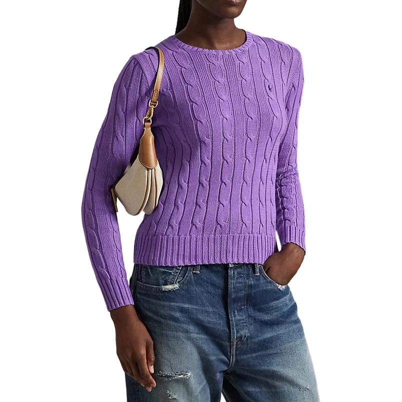 Женский вязаный джемпер с длинным рукавом, облегающий, Purple, Polo Ralph Lauren — фото 4