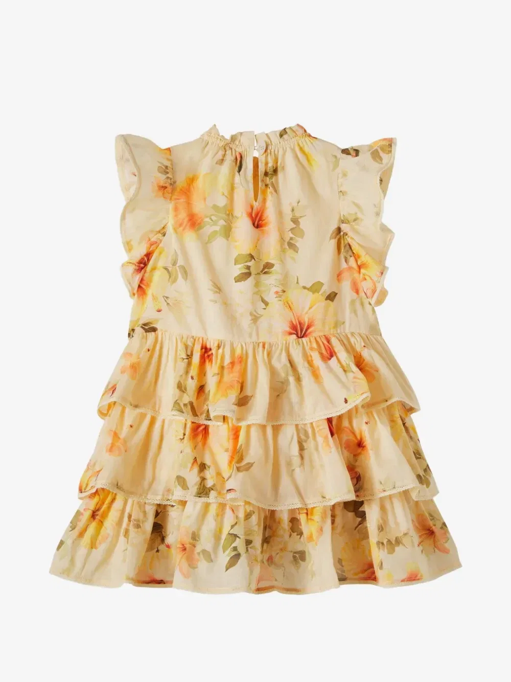 Платье с оборками и цветочным принтом ZIMMERMANN Kids, желтый — фото 2