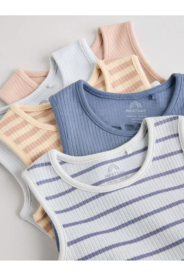 Детский комплект боди для новорожденных хлопковый 100% Cotton Blue Cream Printed Next Baby, Multicolor — фото 4