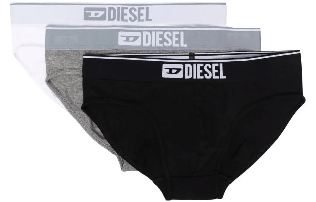 Мужской комплект трусов с логотипом DIESEL, 3 шт, Black/White/Gray