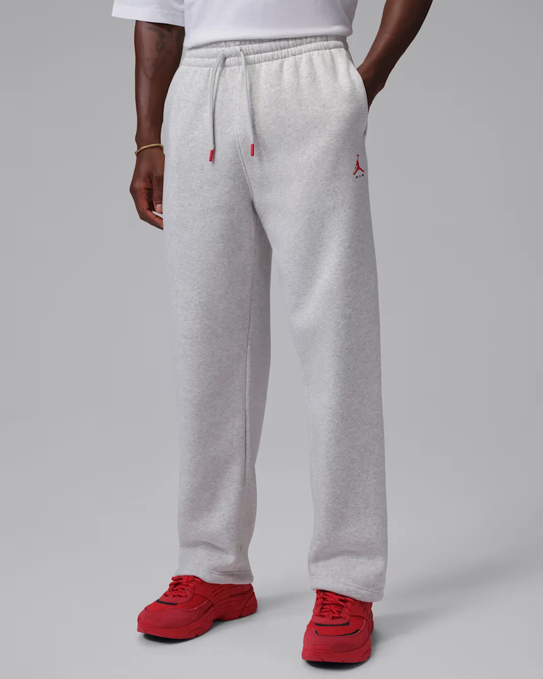 Мужские флисовые брюки с открытым низом от Statement Jordan Brooklyn, Neutral Grey/Heather/University Red