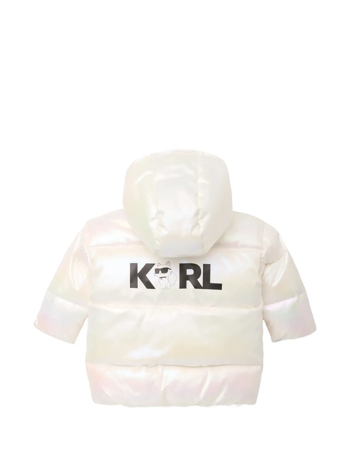Пуховик с капюшоном и логотипом Karl Lagerfeld Kids, белый — фото 2