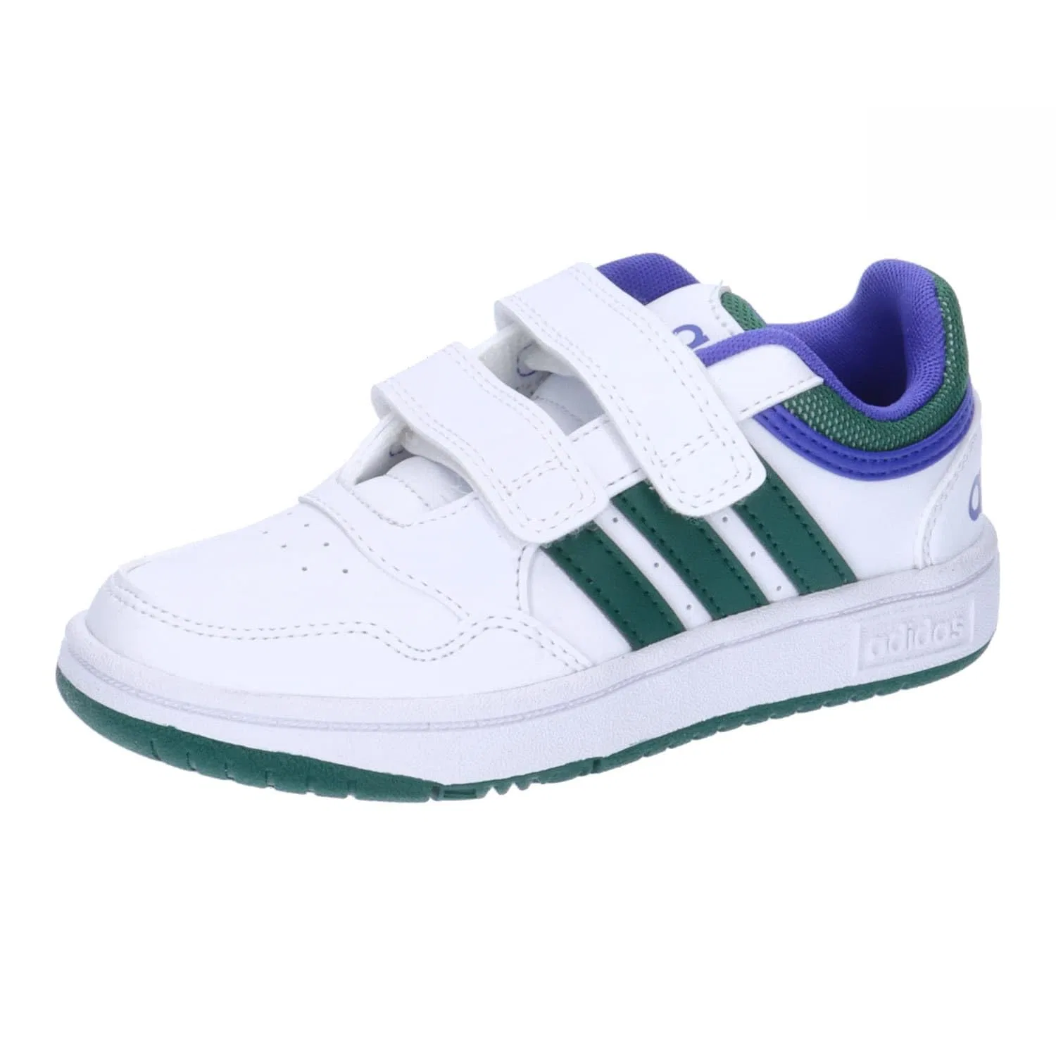 Детские кроссовки для мальчиков и девочек с липучкой Hoops Lifestyle Basketball Hook-and-loop Adidas, Cloud White Collegiate Green Lucid Blue
