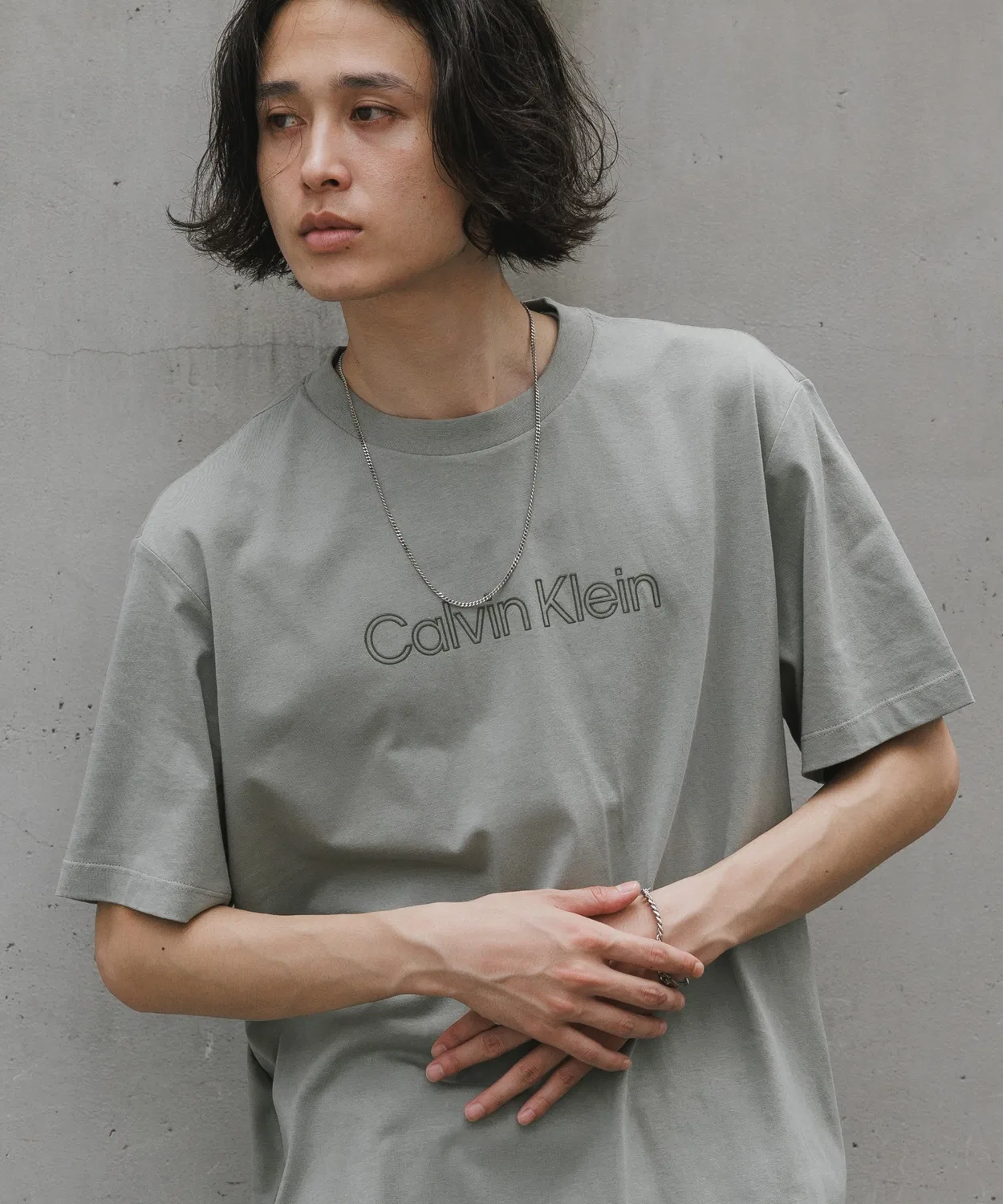 Футболка с брендовым логотипом Calvin Klein, оверсайз, Olive
