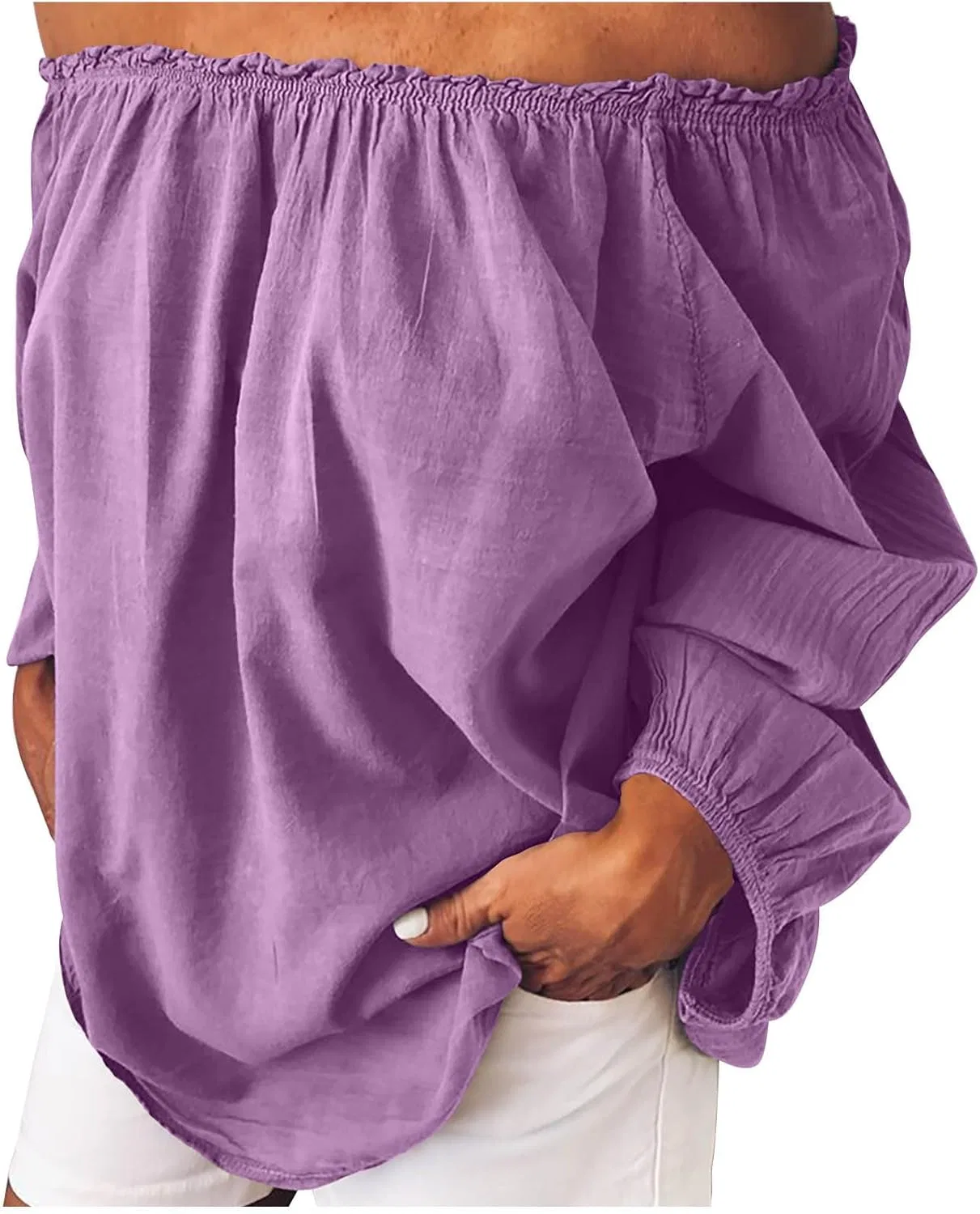 Женская свободная блуза с длинным рукавом, Purple