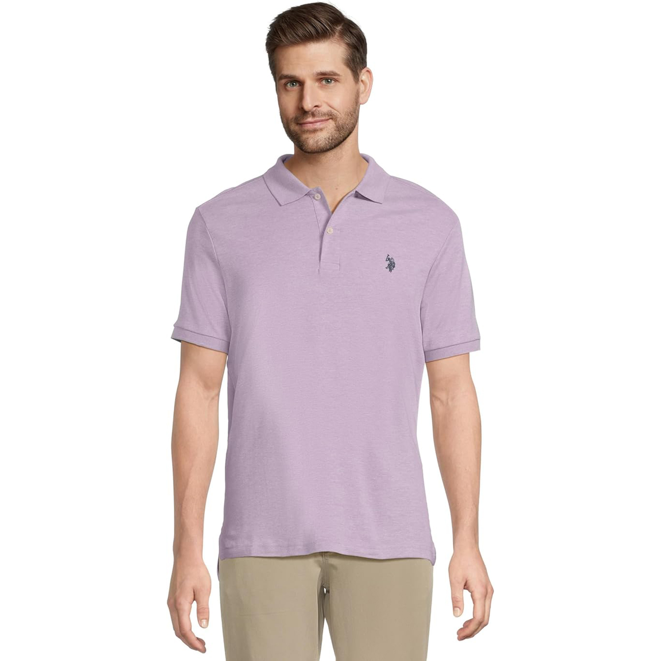 Поло U.S. Polo Assn. Solid Short Sleeve Interlock, опалово-фиолетовый вереск