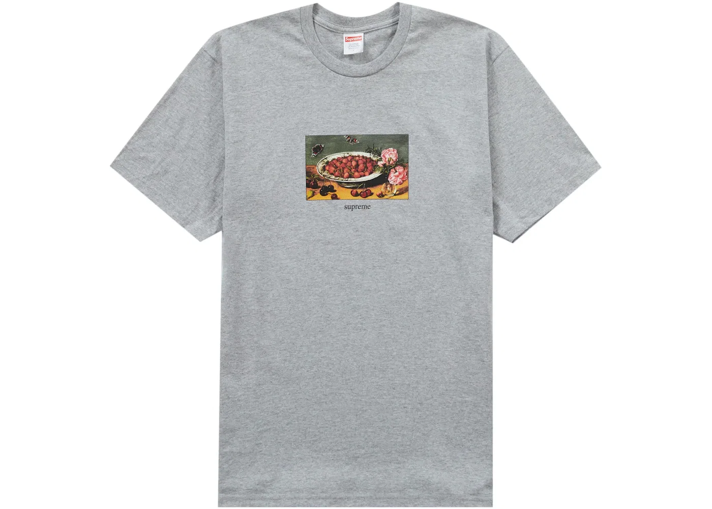Мужская футболка с принтом Supreme Strawberries Tee Supreme, Heather Grey