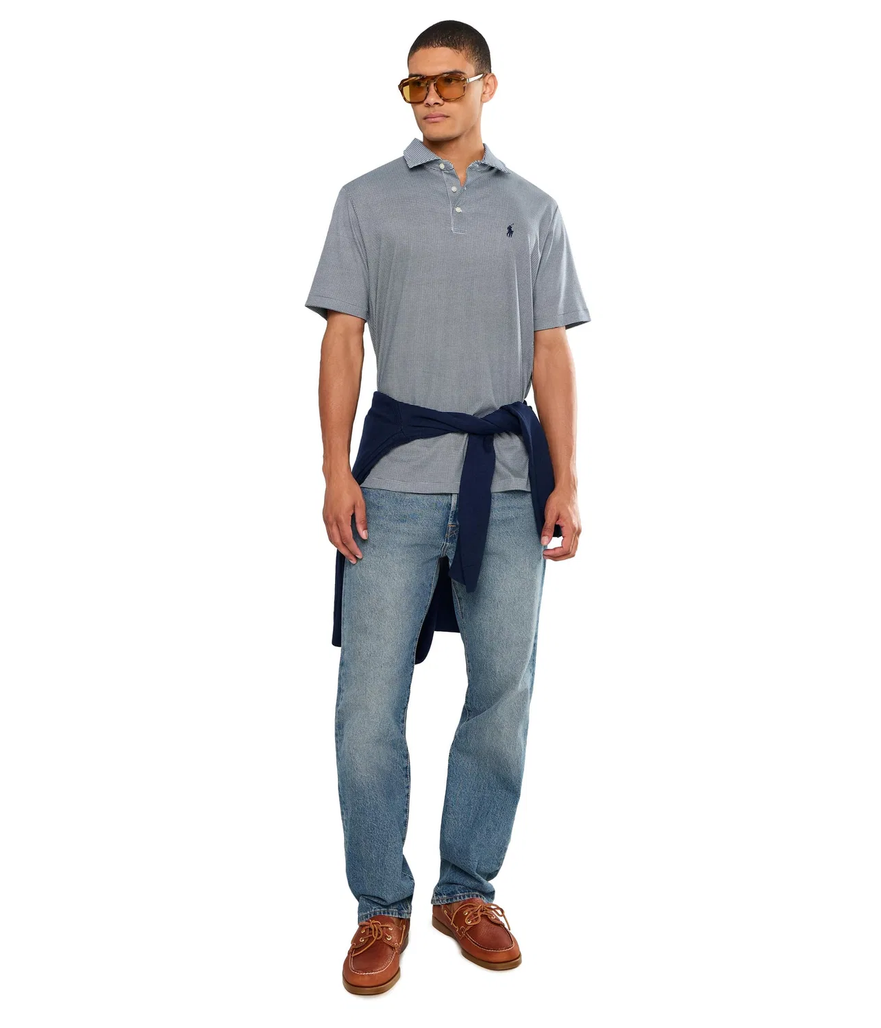 Классическая поло-рубашка из мягкого хлопка Polo Ralph Lauren, Fairway Houndstooth/Newport Navy — фото 2