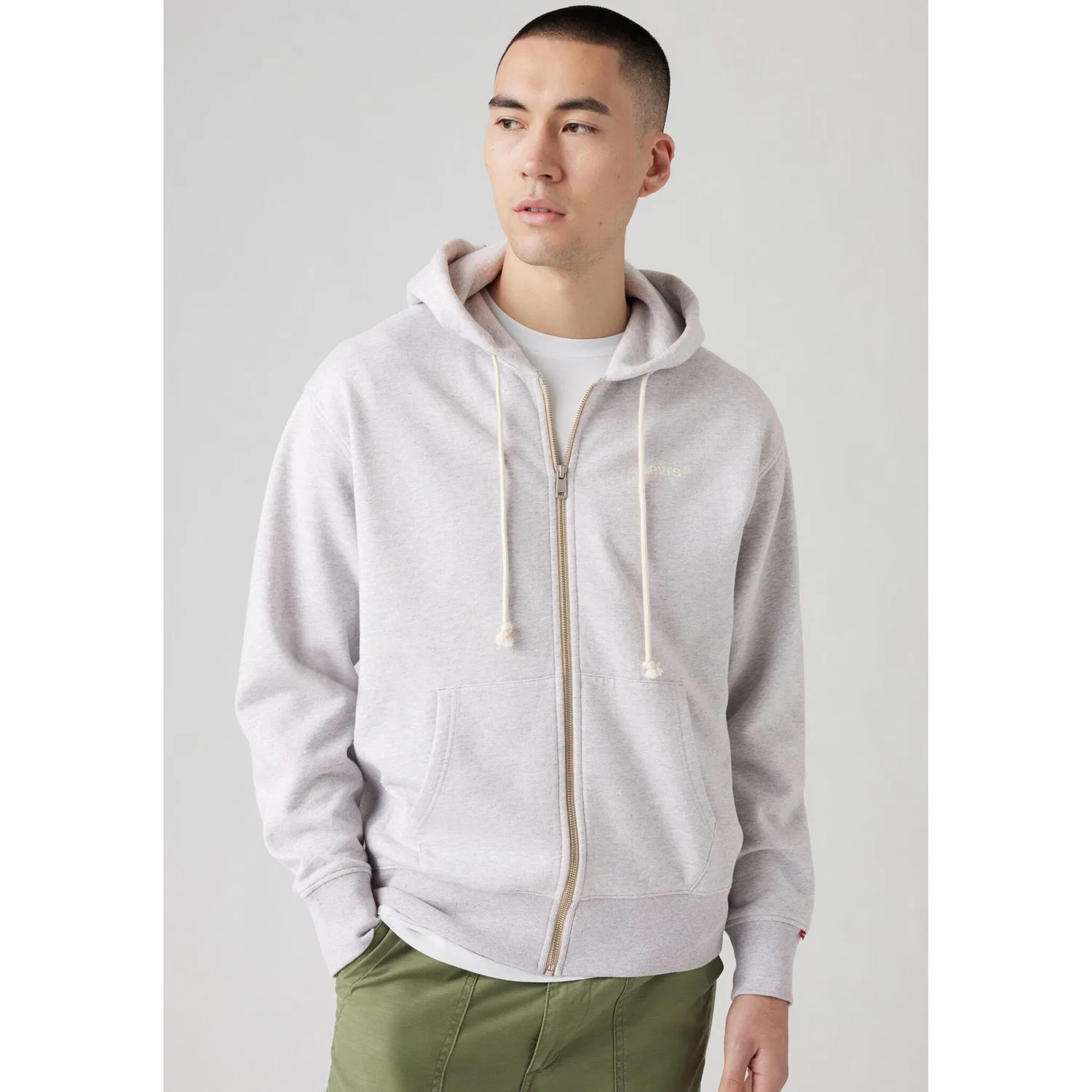 Мужская капюшонная толстовка из флиса с логотипом Levi's, Light Gray — фото 2