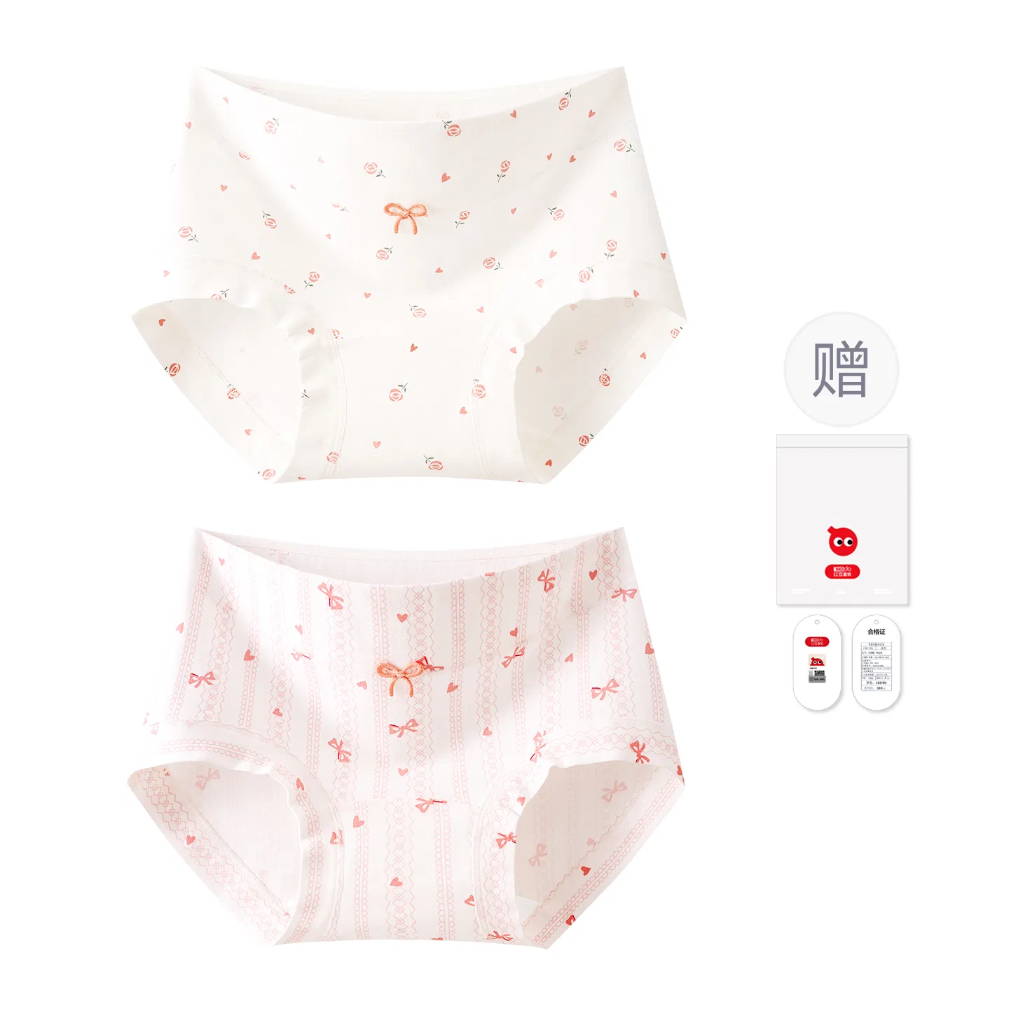 Детские трусы для девочек хлопковые с принтом Red Bean, Цвет: 3 small flowers + small floral pattern + rose — фото 4