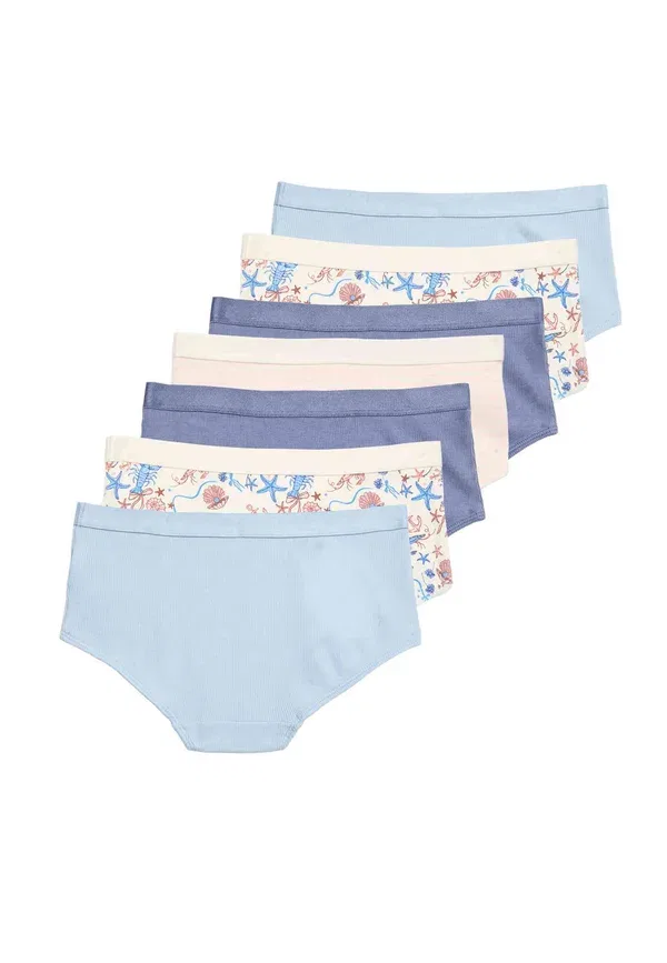Трусы с принтом животных 7 pack seashell print shorts Marks & Spencer mix, синий — фото 2