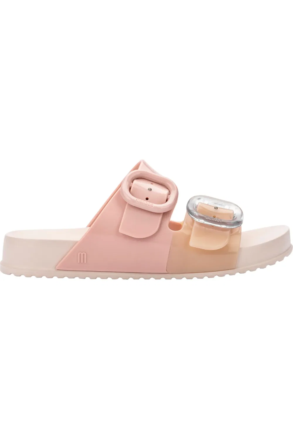 Детские сандалии-слайды с пряжками Mini Melissa, розовый/бежевый — фото 2