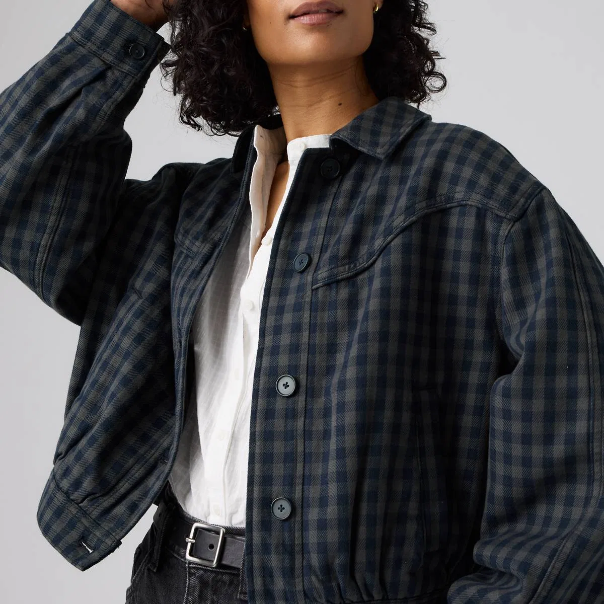 Куртка Dani в стиле вестерн Харрингтон Levi's, Phoebe Check Magnet - Blue — фото 2