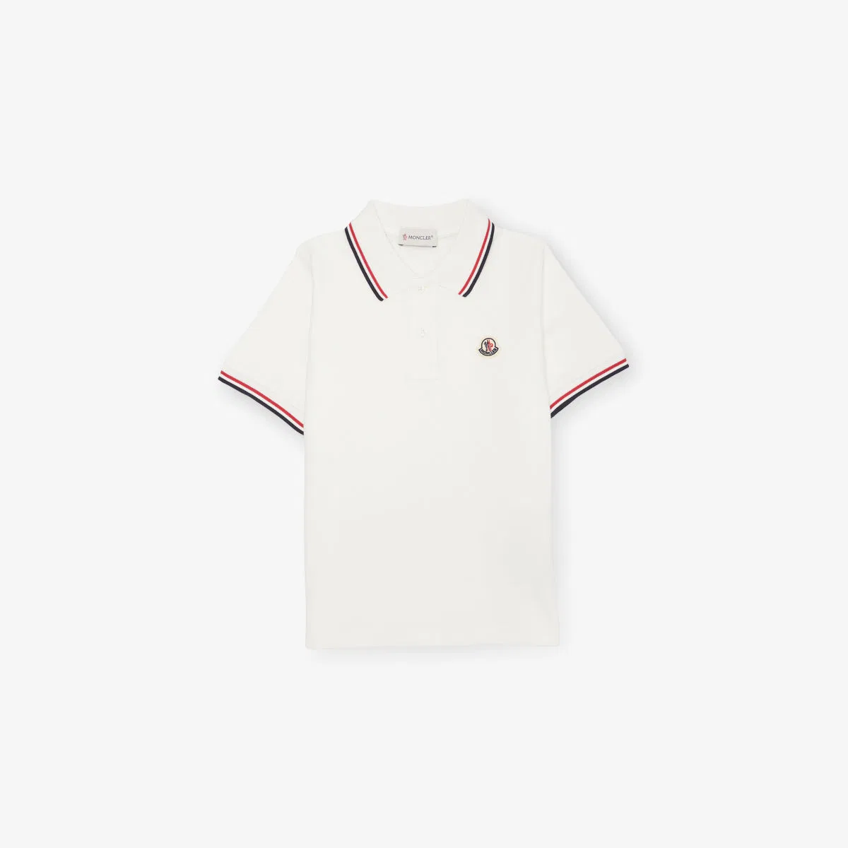Хлопковая рубашка-поло с трехцветной отделкой, возраст 4-10 лет Moncler, натуральный