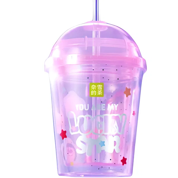 Детский стакан с трубочкой POP MART x Nayuki's Tea, пластиковый, Straw Cup, POP MART, Multicolor — фото 3
