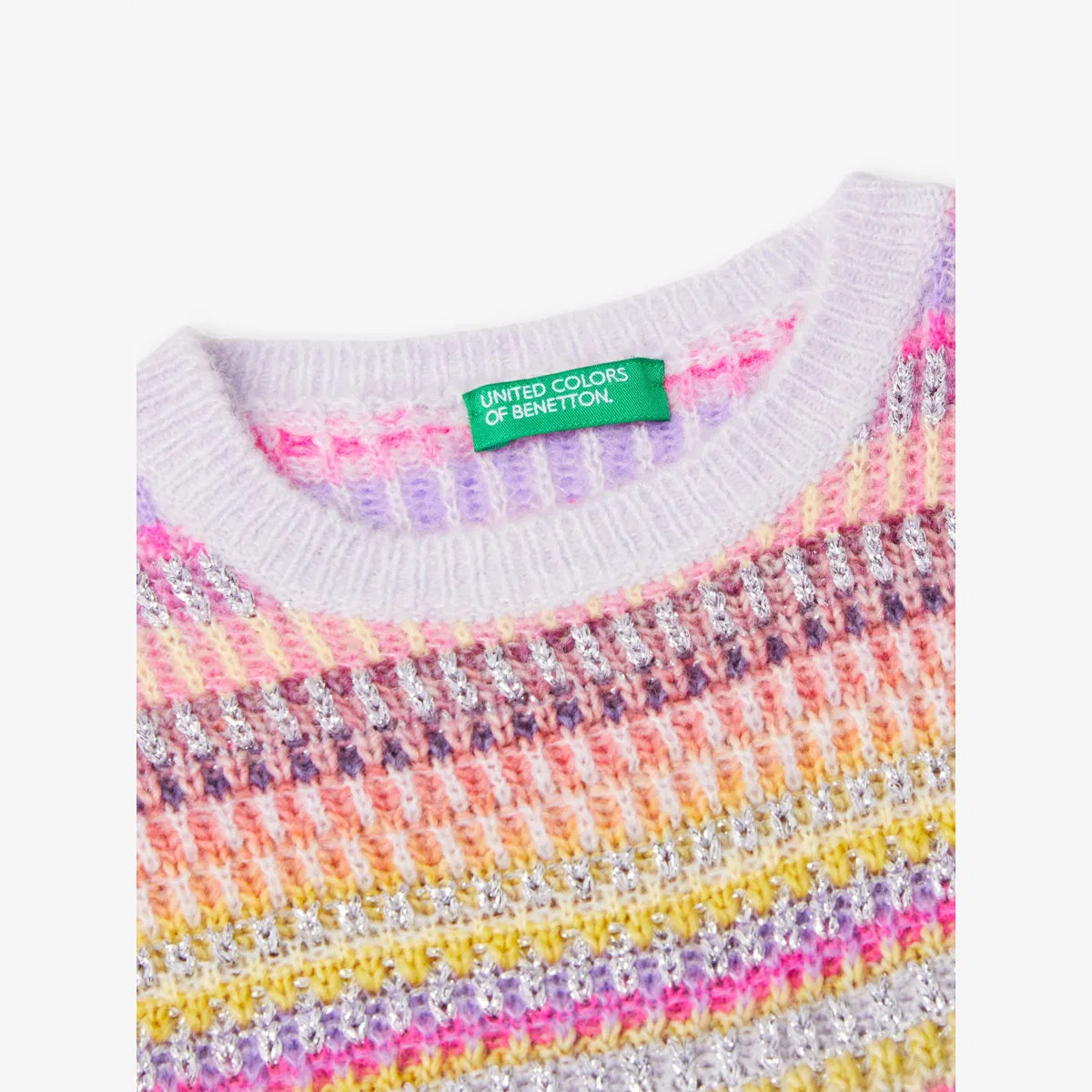 Вязаный джемпер в полоску с металлизированной нитью, 6-14 лет Benetton, мультиколор — фото 2