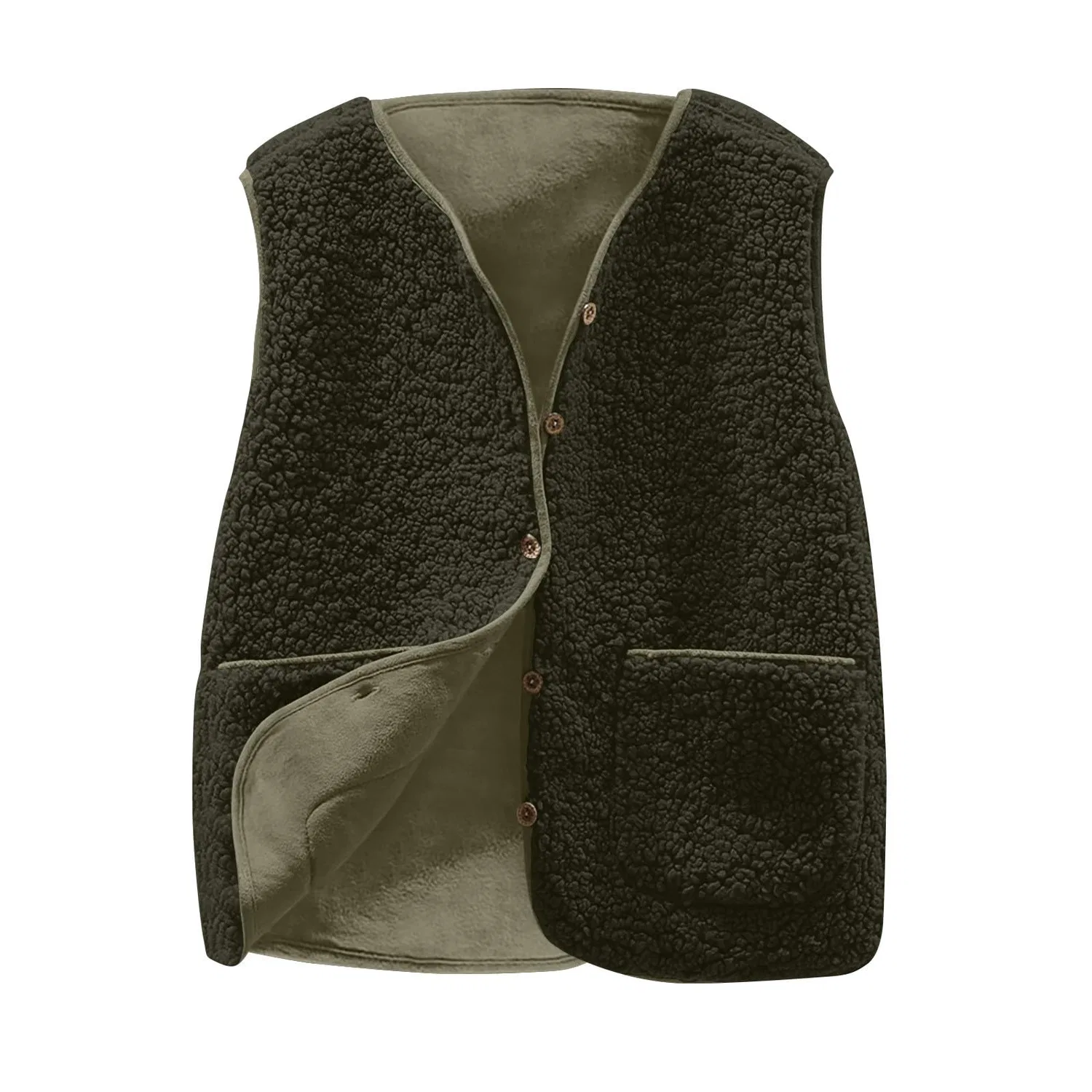Женский безрукавный жилет с флисом, модель Winter Warm, бренд, army green