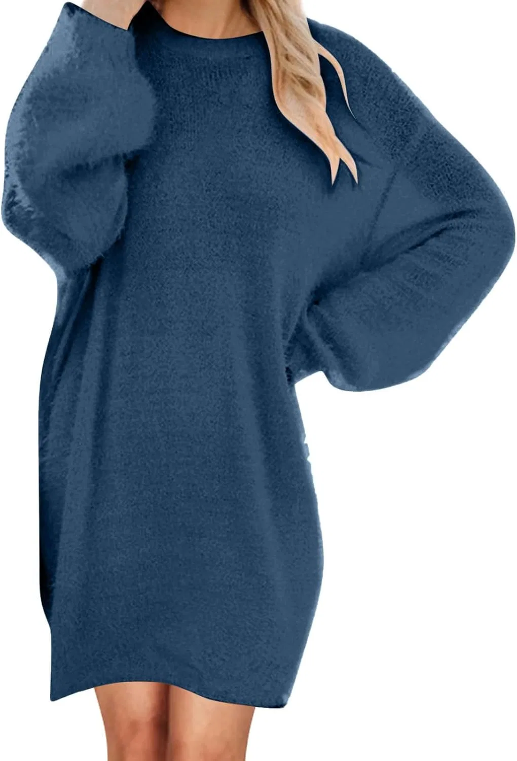 Женское платье-свитер миди с длинным рукавом Solid, Navy