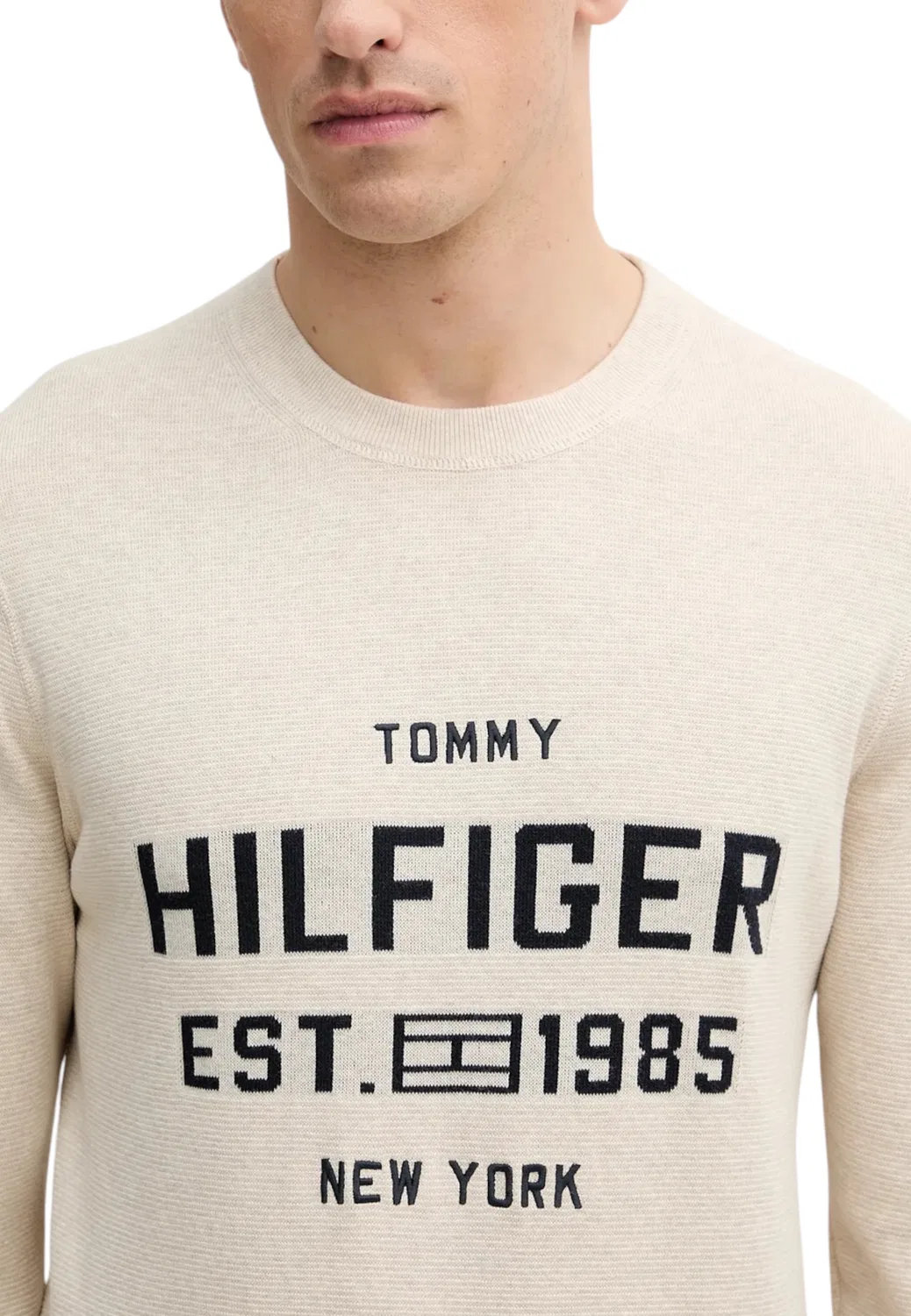 Мужской свитер с принтом Tommy Hilfiger, Beige — фото 4