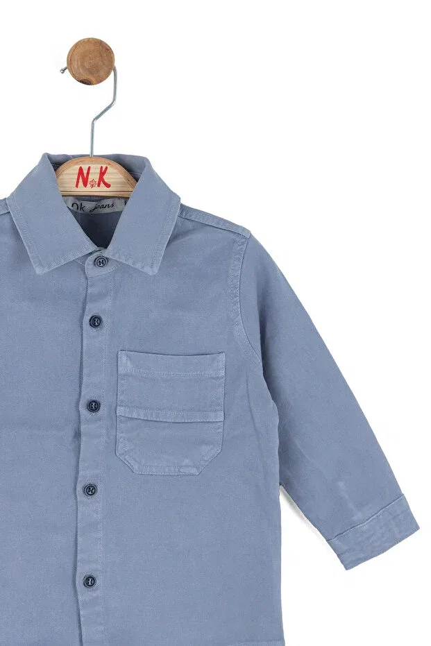 Детская рубашка для мальчиков с длинным рукавом Nk, Blue — фото 4
