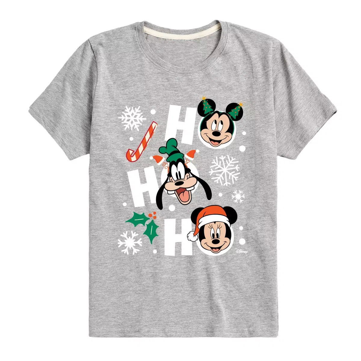 Детская футболка с принтом Ho Ho Ho Characters Disney, Athletic Heather