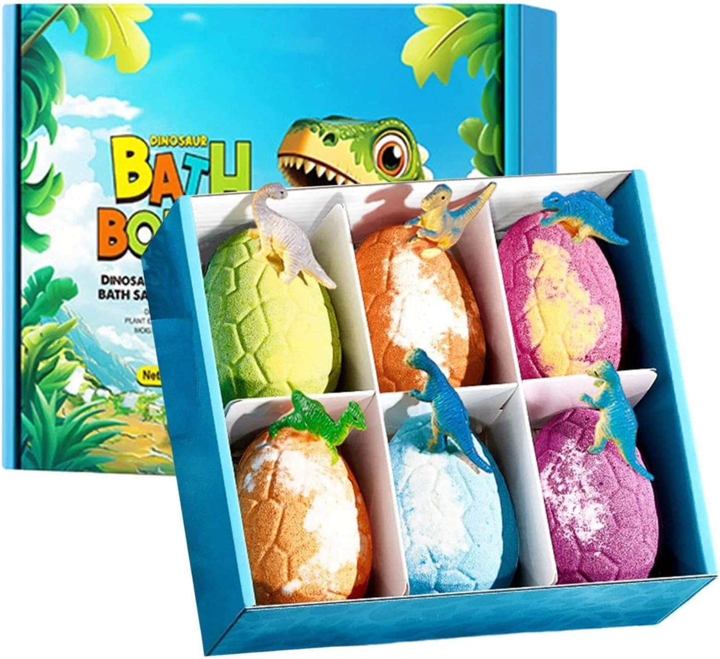 Набор бомбочек для ванны с игрушками внутри, 6 шт, Dinosaurier, 600 г Generic