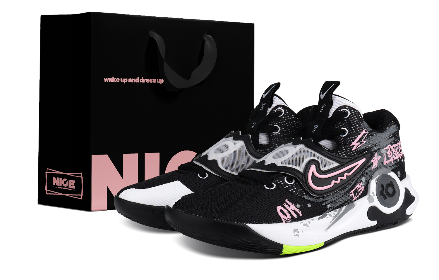 

Nike Кроссовки для баскетбола KD Trey 5 X с амортизацией и износостойким покрытием мужские low top Black Rose Fuchsia