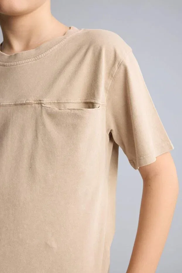 Детская футболка хлопковая Defacto, Beige-Bg210 — фото 4