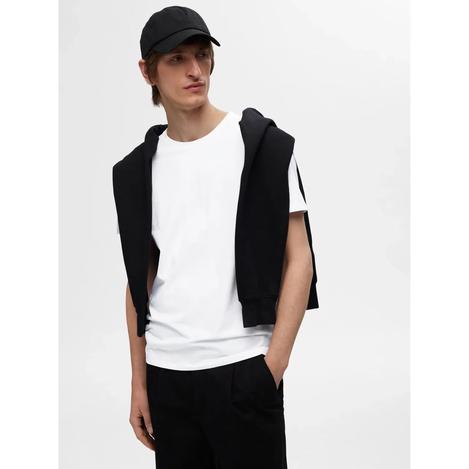 Детская хлопковая футболка с круглым вырезом SELECTED, Bright White — фото 4