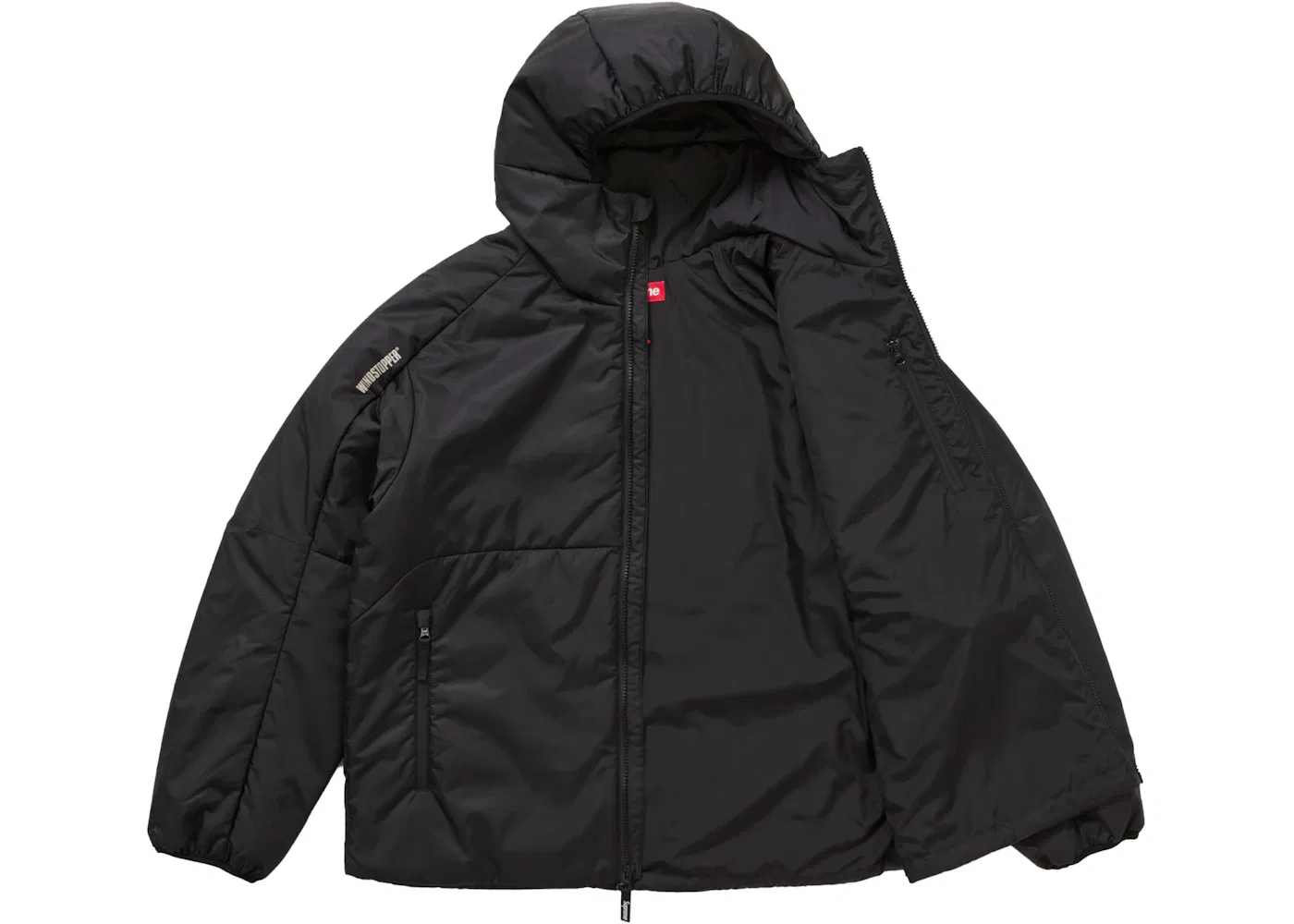 Мужская куртка с капюшоном с принтом Supreme WINDSTOPPER Insulated Hooded Jacket, Black — фото 2
