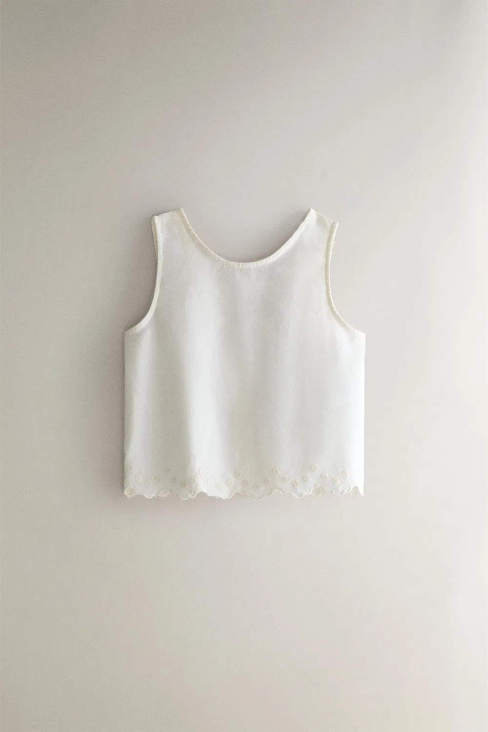 Детский комплект из вышитого хлопкового топа и шорт ZARA, Cream — фото 2