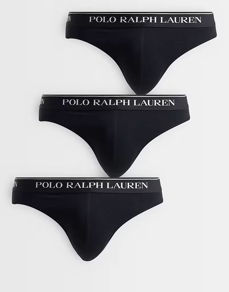 Трусы-брифы с низкой посадкой 3 шт Polo Ralph Lauren, черный
