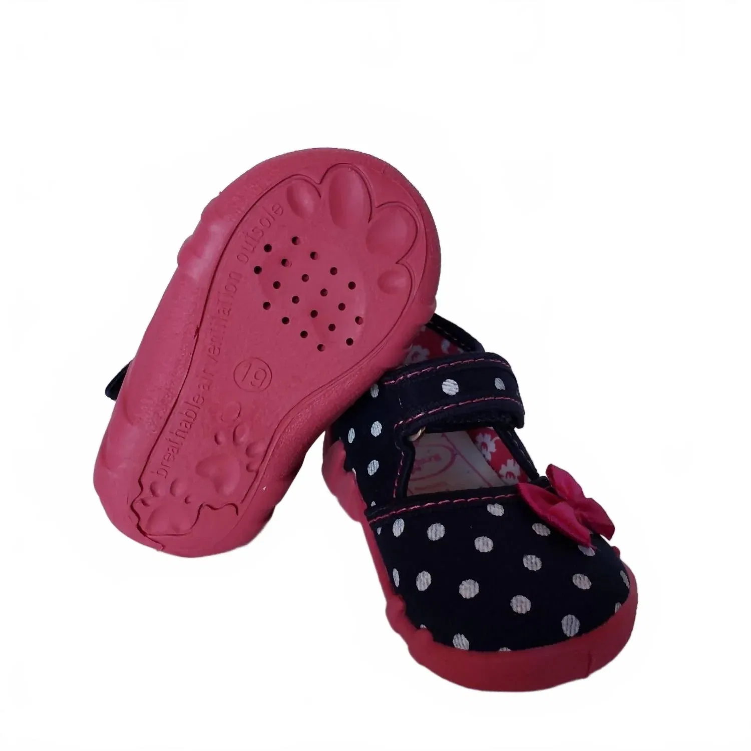 Детские туфли Мэри Джейн на липучке с ортопедической стелькой Renbut Shoes, Navy/Bright Pink — фото 3
