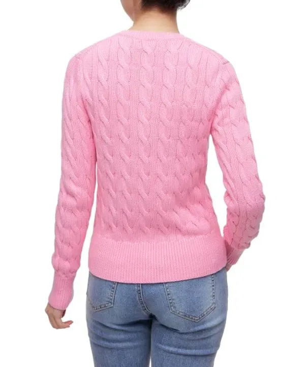 Кардиган вязаный хлопковый с круглым вырезом, Polo Ralph Lauren, розовый — фото 4