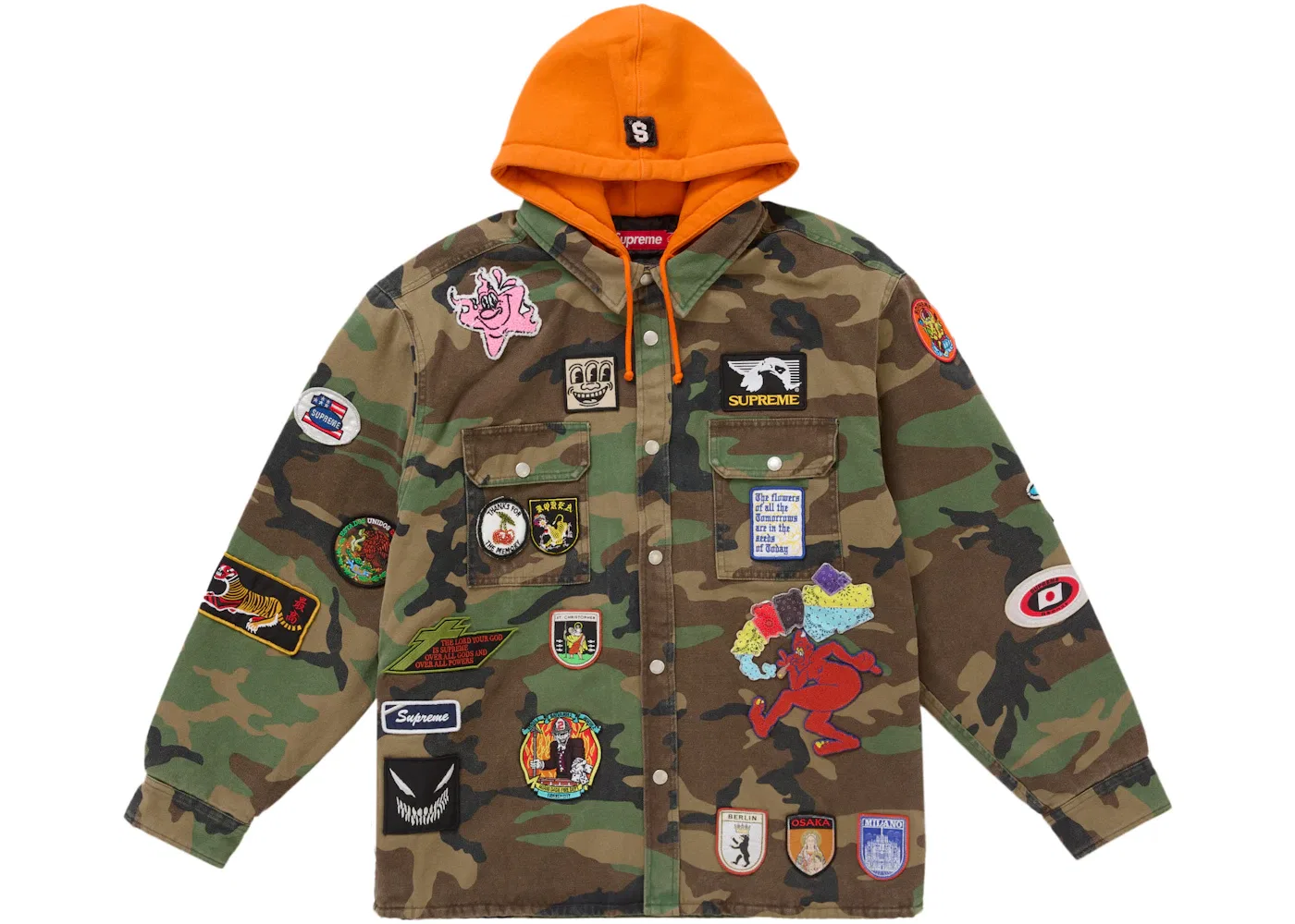 Мужская рубашка с капюшоном на молнии Supreme Shirt, Woodland Camo