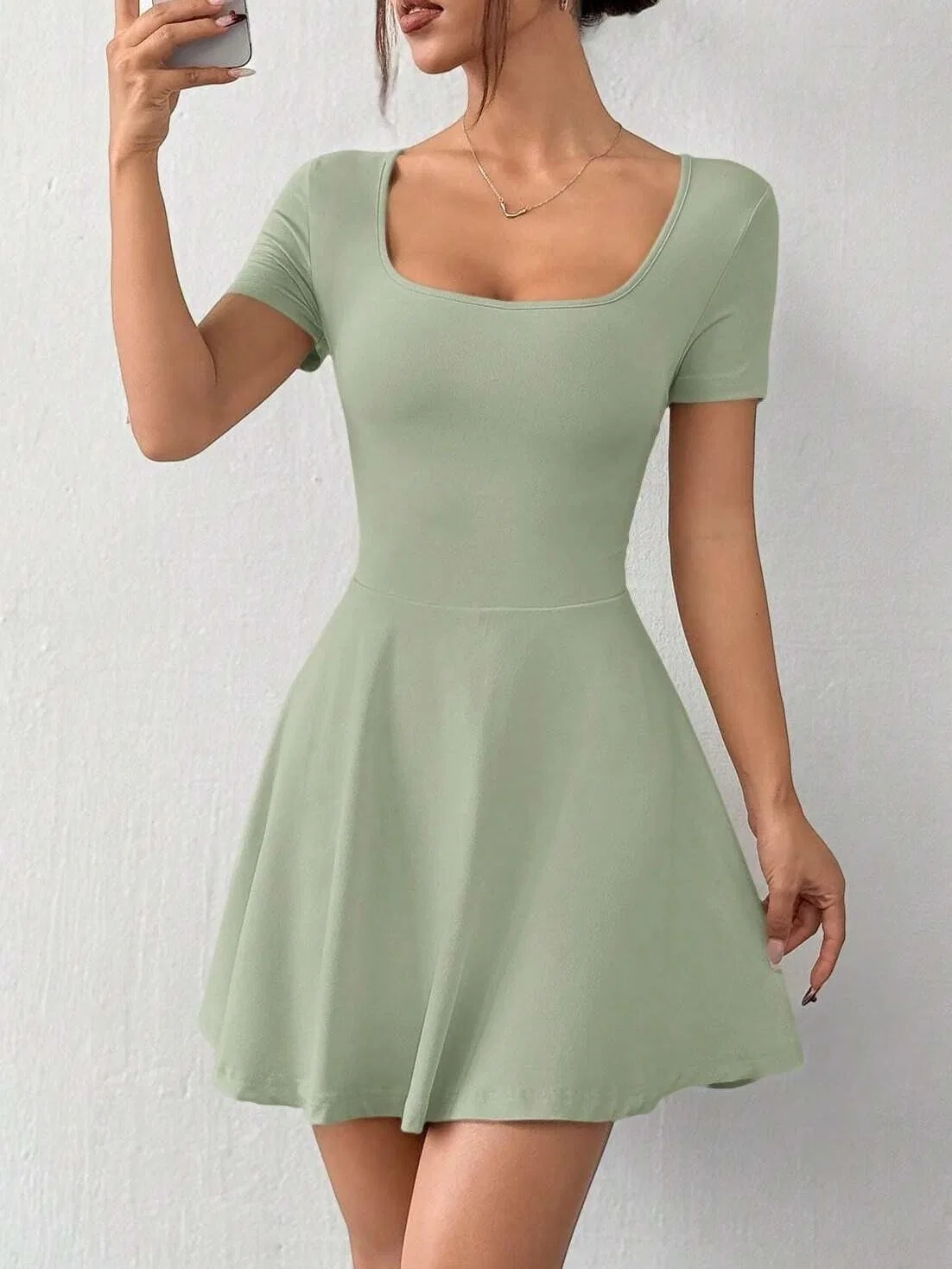 Женское платье-миди с длинным рукавом Knit, Mint Green — фото 4