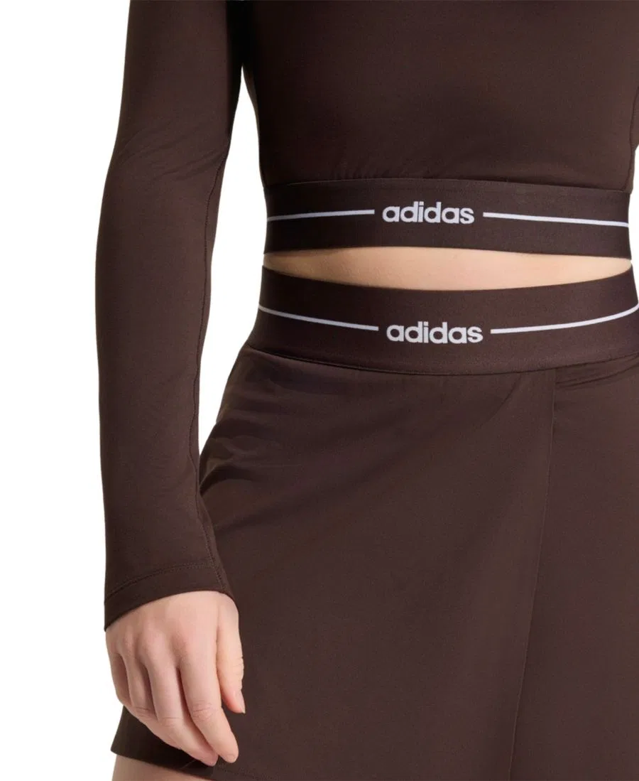 Женская футболка облегающая утепленная Hyperglam adidas, Aurora Coffee — фото 4