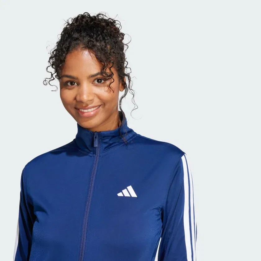 Женская куртка-трек adidas DAYREADY TRACKTOP, Dark Blue / White — фото 4