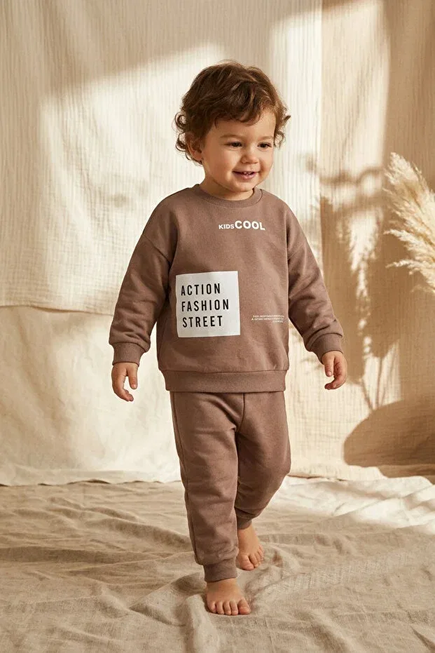 Детский комплект свитшота и джоггеров из хлопка Cocsall Baby, Brown