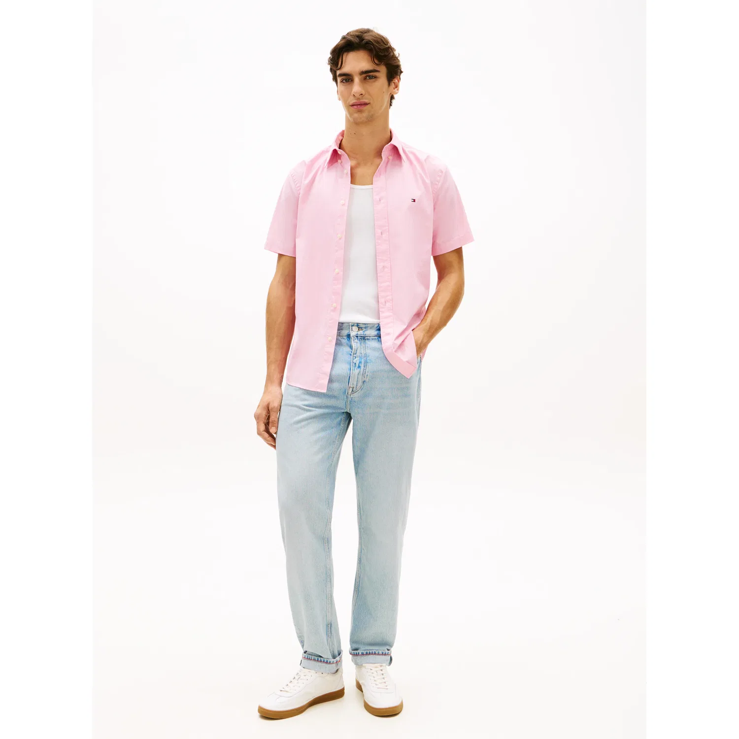 Мужская повседневная рубашка с коротким рукавом Tommy Hilfiger, Classic Pink — фото 3