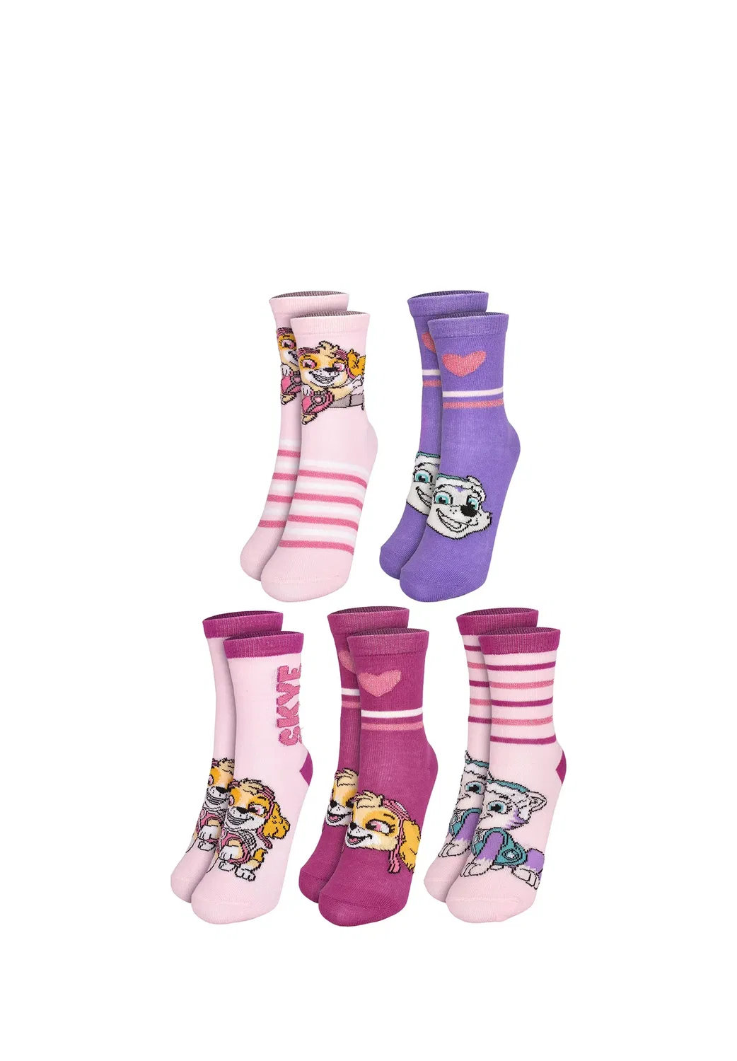 5Er pack socken skye everest kindersocken söckchen - socks Paw Patrol, Rosa Pink Lila