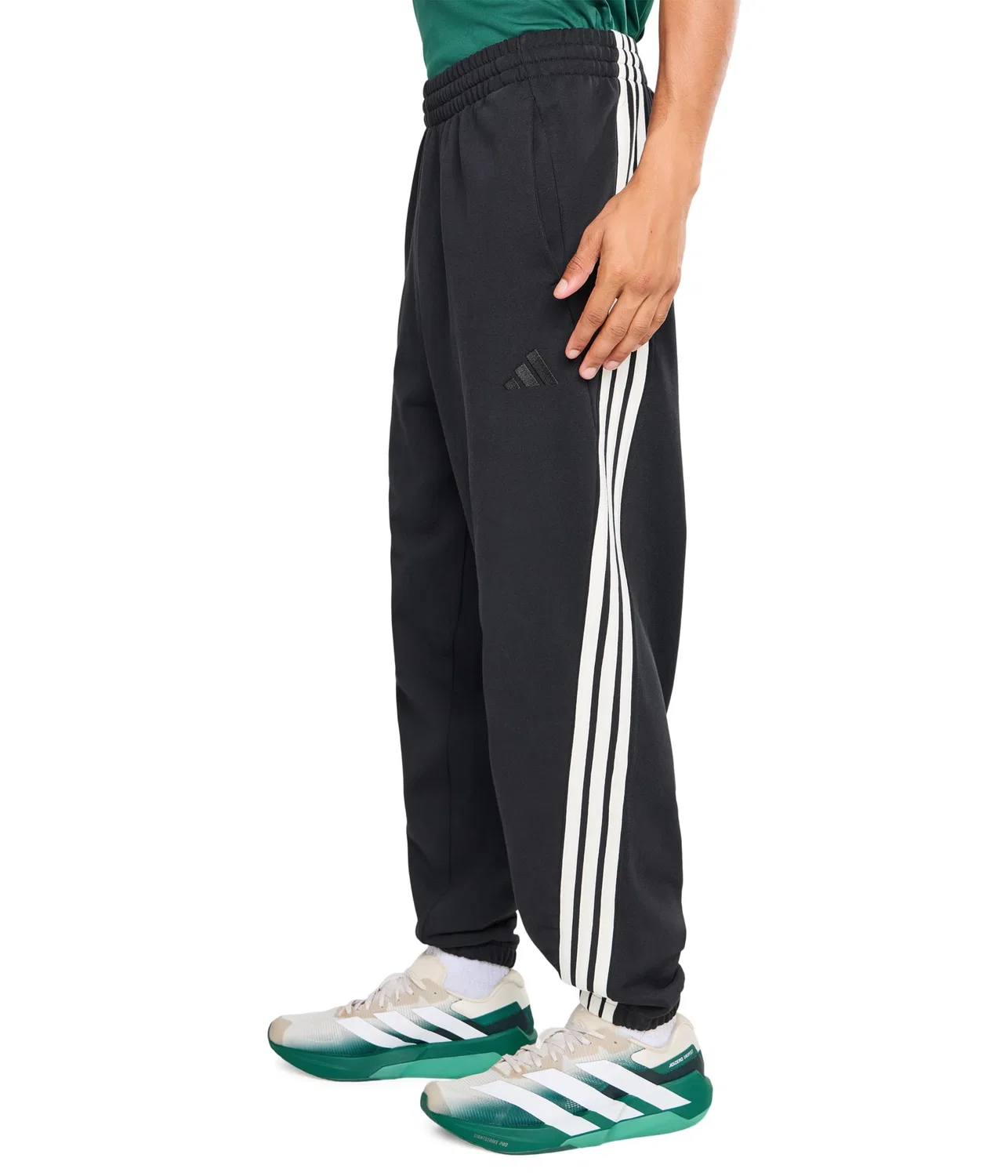 Комплект из 3 полосатых брюк с манжетами. Adidas, Black/Off-White — фото 3