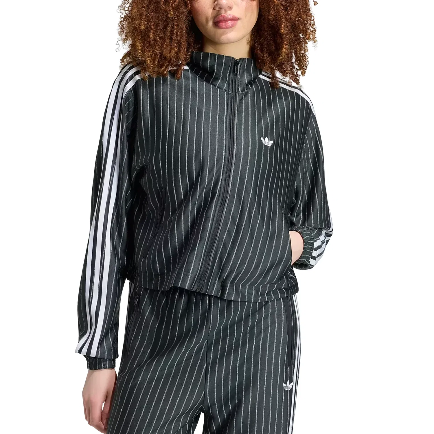 Женская куртка с принтом Firebird Pinstripe Adidas, черный — фото 2